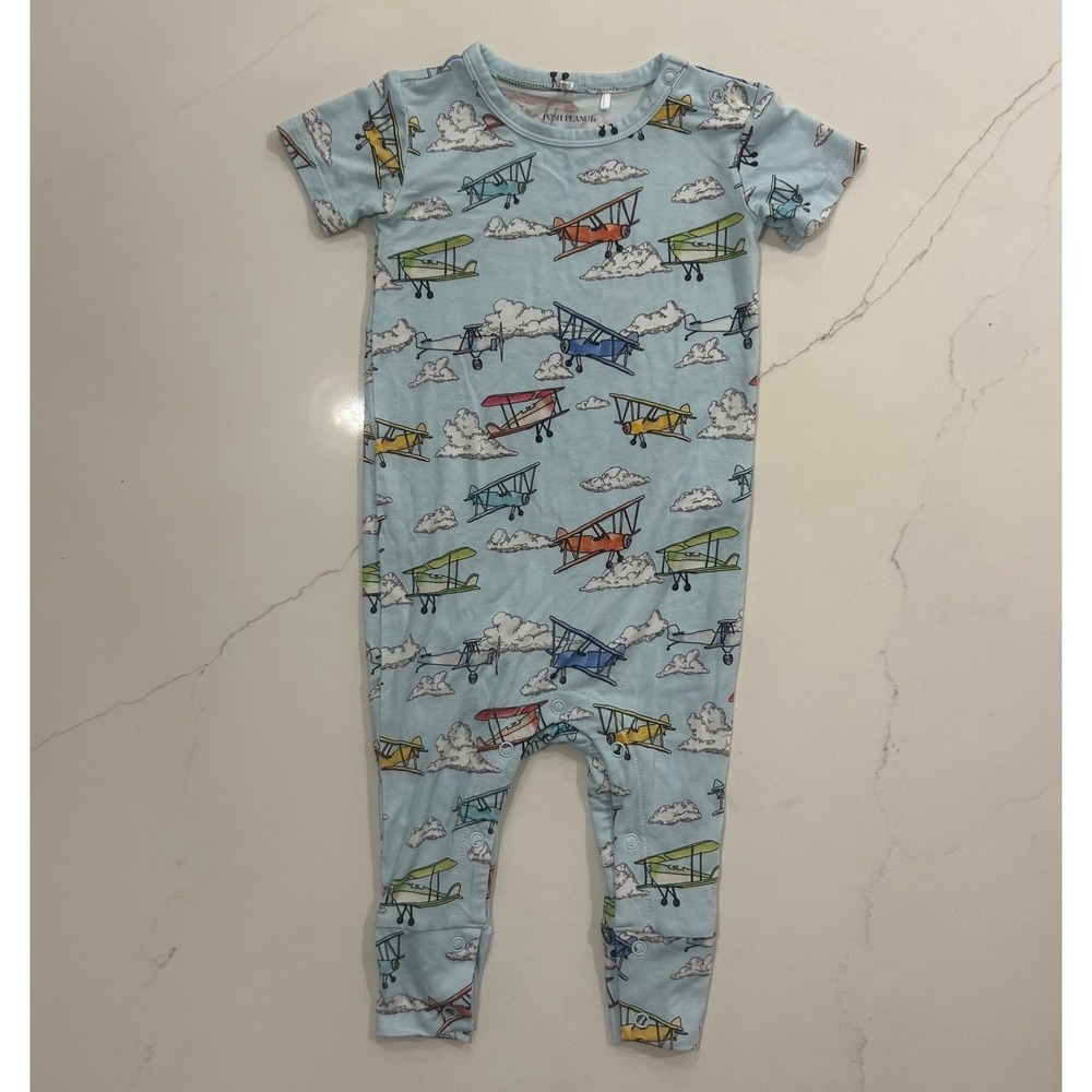 Posh Peanut Bamboo Baby Outfit One Piece Airplanes 9-12 Months